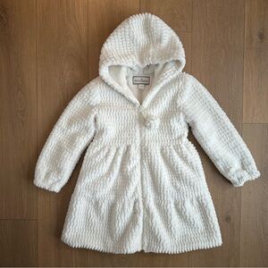 White faux fur Hooded coat